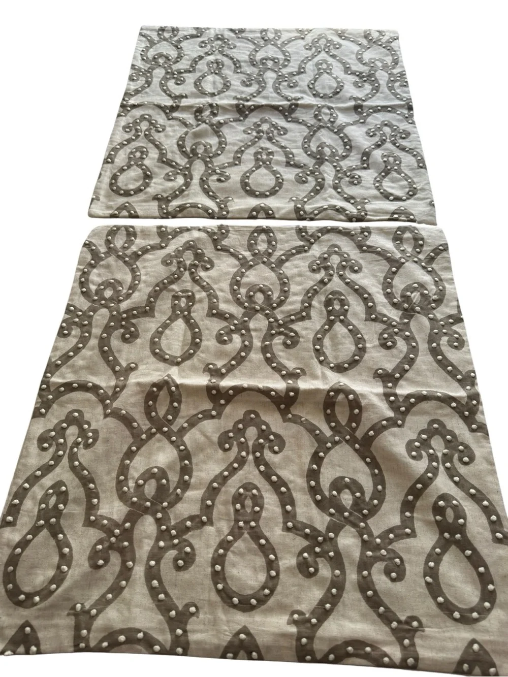 Pottery Barn 2 Textured Cotton Linen Boho Pillow Cover Set 24x24 Zip Closure